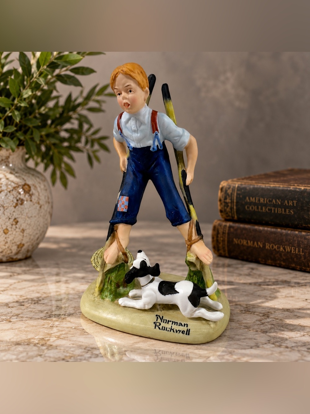 Norman Rockwell Boy on Stilts Porcelain Figurine Danbury Mint 1980 Vintage